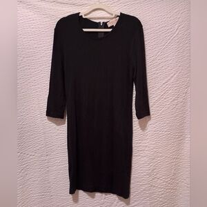 Philosophy Black Knit 3/4 Sleeves Midi Dress L